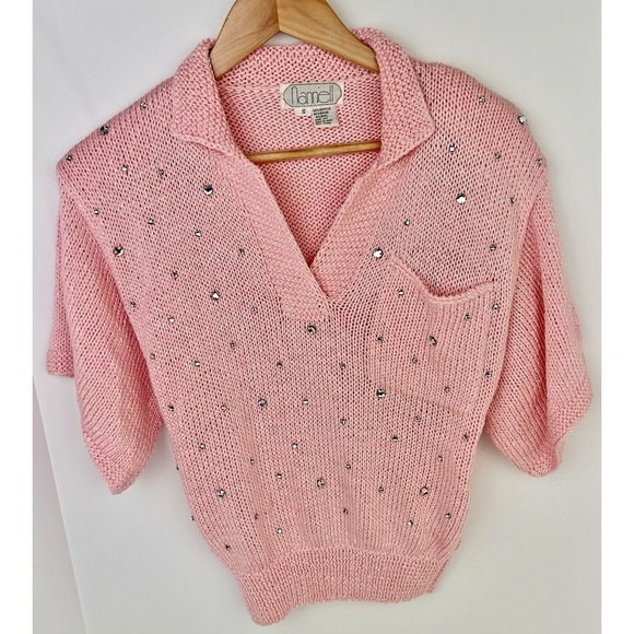 Nannell Sweaters - Vintage grandmacore Nannell sweater, faux diamond romantic pink Size S